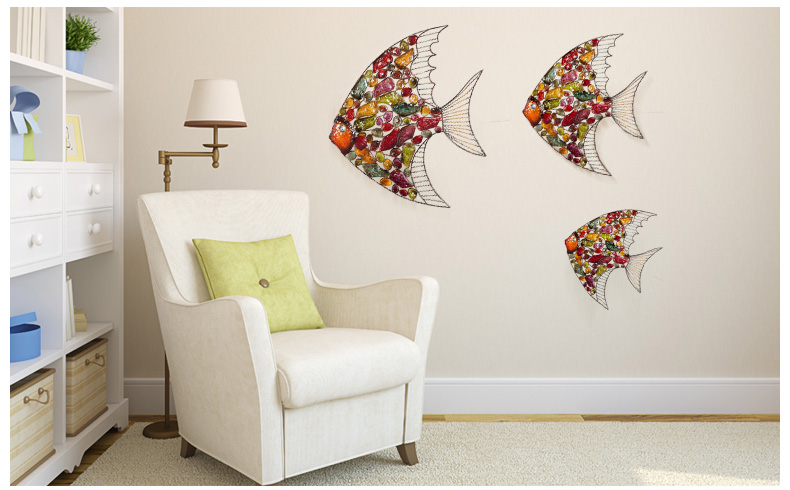 欧式创意壁饰挂件铁艺鱼立体墙饰挂饰