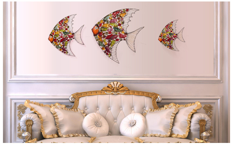 欧式创意壁饰挂件铁艺鱼立体墙饰挂饰