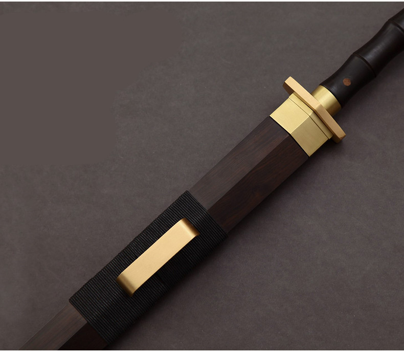铜装紫檀汉剑宝剑，工艺品花钢纹一体刀