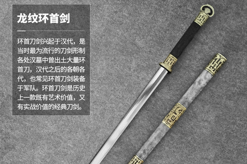 龙纹环首剑汉剑，汉代军队常用佩刀