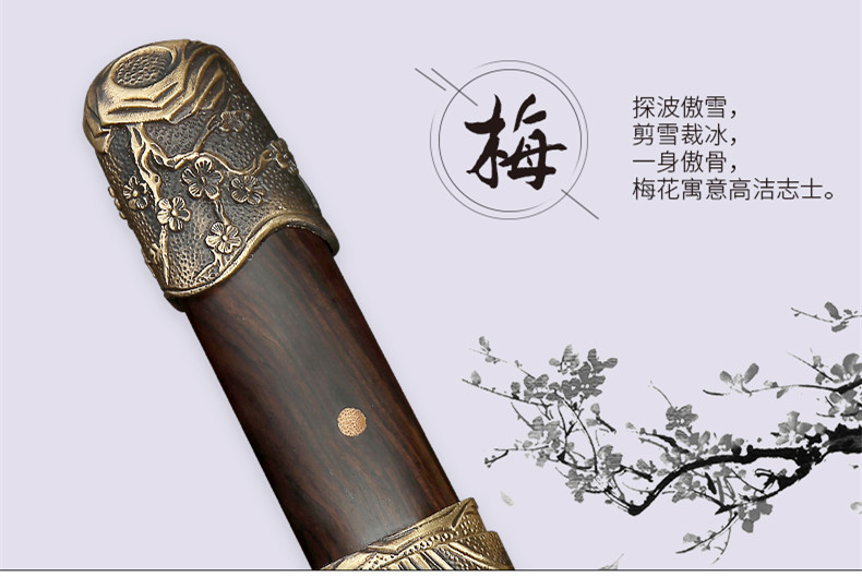 梅兰竹菊八面四君子剑，中国传统象征纹饰宝剑