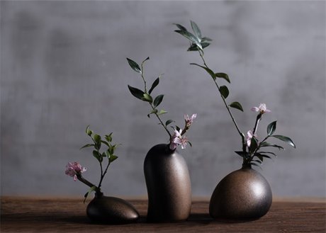 陶瓷花瓶桌面迷你小花插，中式禅意花插三石图
