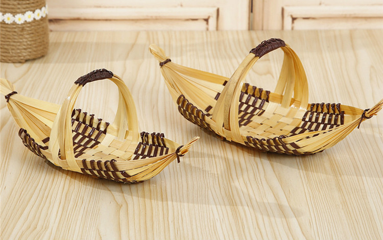 小船造型竹编艺术工艺品