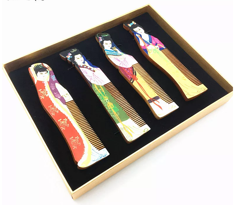 四大美女工艺彩绘木梳子