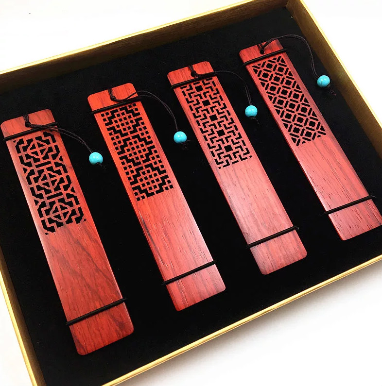 中国风创意木雕红木书签