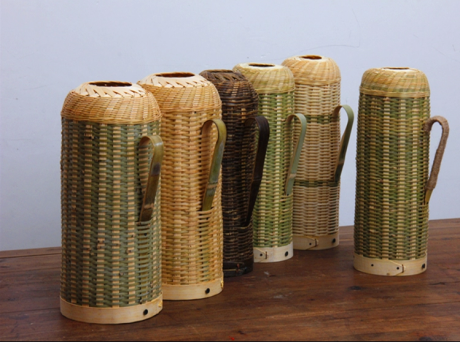 手工编织复古竹编暖水壶工艺品