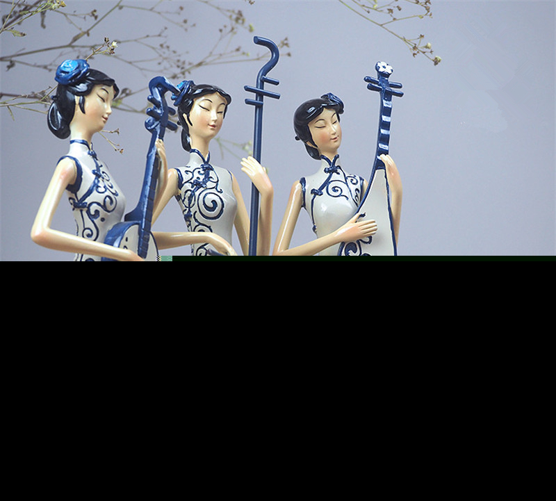 新中式古典旗袍奏乐仕女工艺品