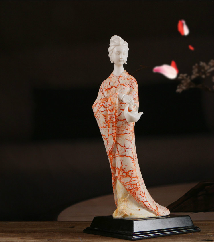 中国风古典美女白瓷仕女艺术品