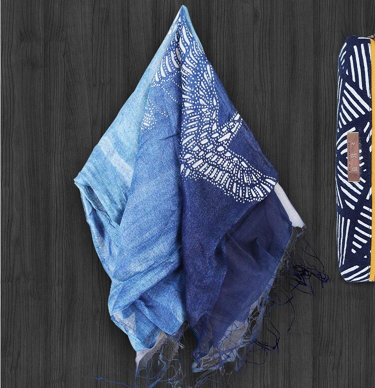 蓝印花布民族围巾