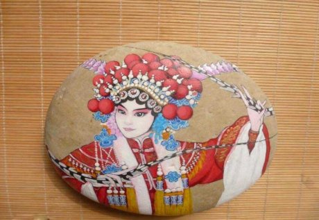 石头彩绘 中国风彩绘