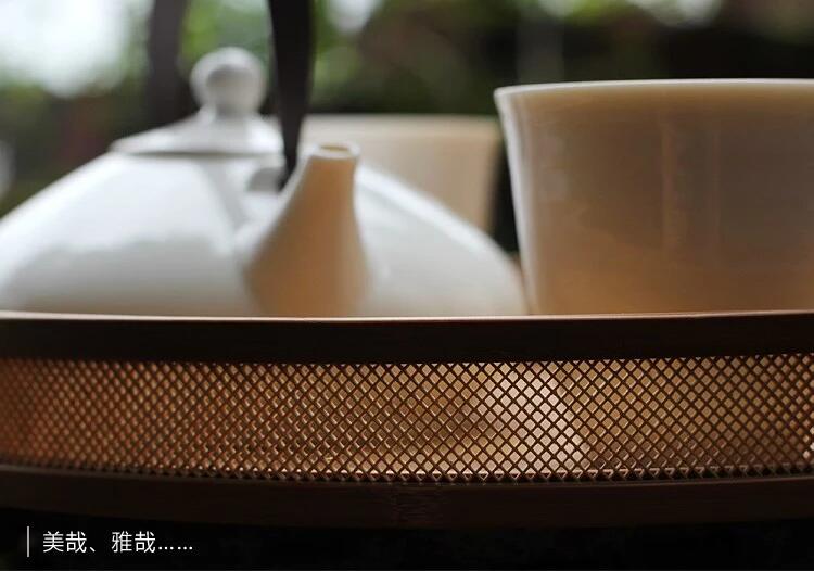 中国风家用竹编茶点收纳托盘