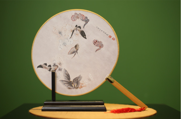 中国风宫扇女式团扇，古风工艺汉服古典扇子图