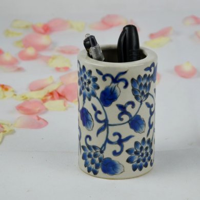 青花瓷新中式复古创意陶瓷笔筒