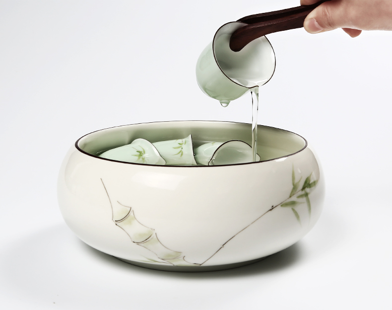 手绘釉下彩茶洗手工陶瓷水盂