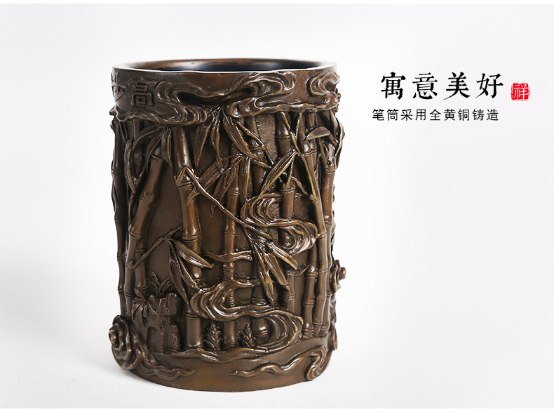 仿古步步高笔筒，文房四宝摆件