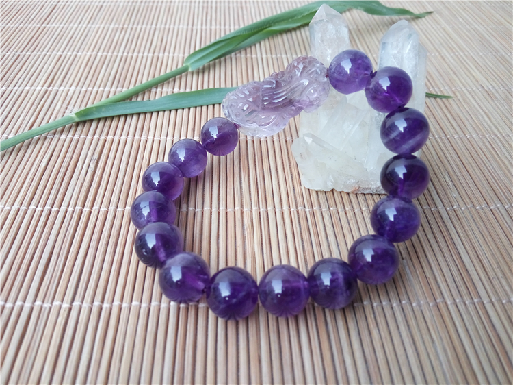 天然紫水晶貔貅手串