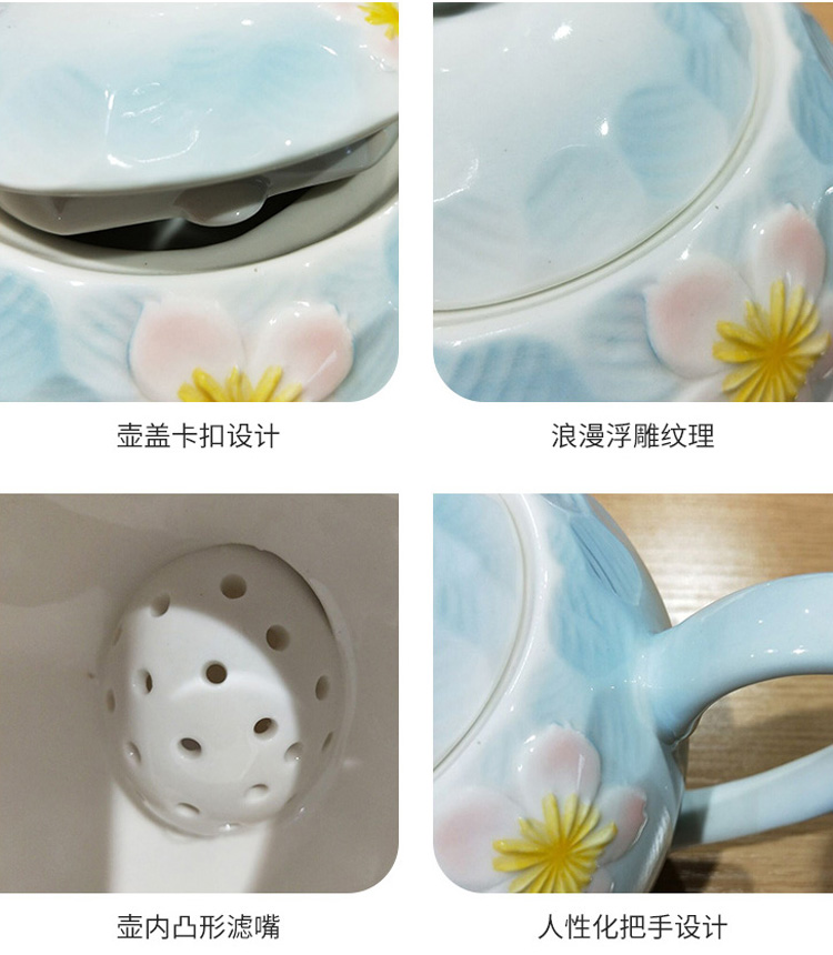 日式小清新樱花陶瓷茶具泡茶壶套装