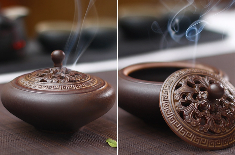 创意手工陶瓷仿纯铜色熏香炉