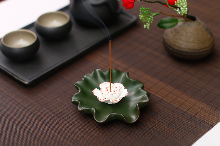莲花香炉香插线香炉，创意唯美中式陶瓷熏香炉