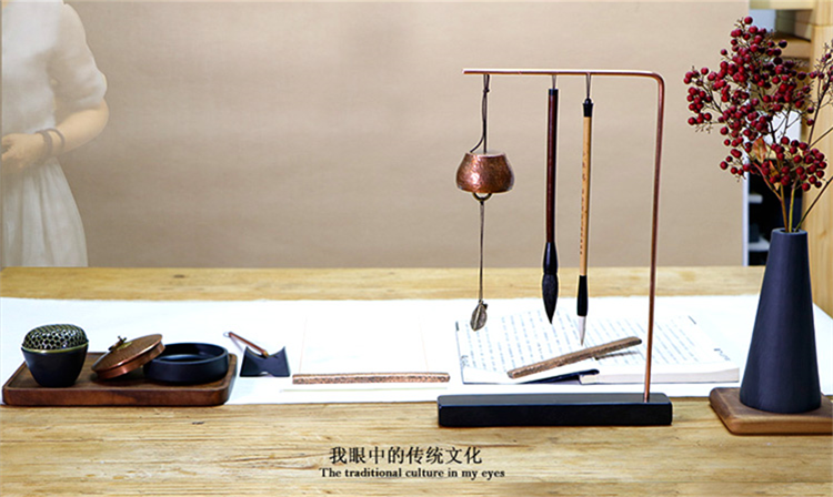 创意简约毛笔笔挂笔架，中式书房文房精品