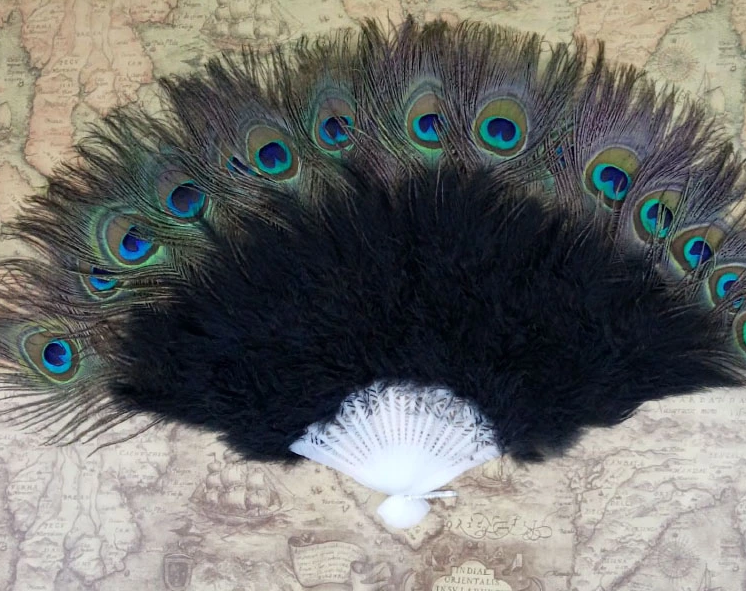 新古典孔雀羽毛折扇