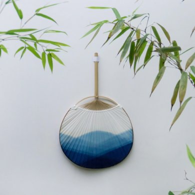 蓝染中国风团扇，古风古典中式手工扇子