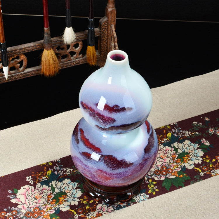 唯美山水画纹理陶瓷葫芦工艺品