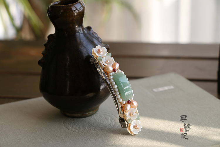 古典发簪东陵玉珍珠花钿青玉案