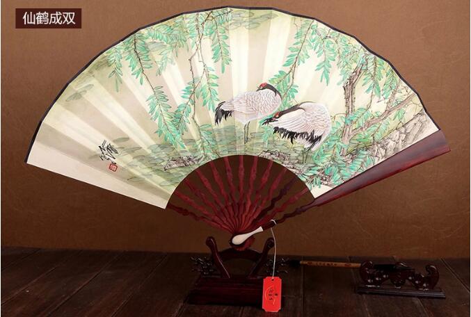 中国风红木手绘折扇图片