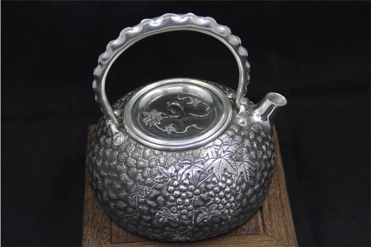 复古做旧纯银烧水茶壶