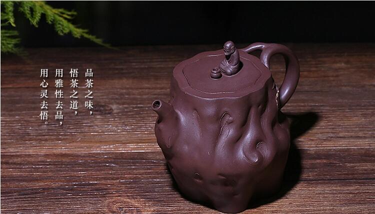 全手工原矿老紫泥茶壶：达摩问禅