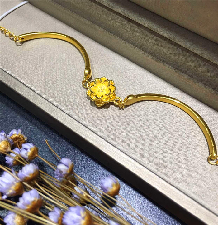黄金莲花手镯链