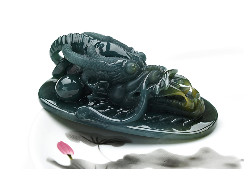 果敢翡翠,蓝水翡翠龙牌玉器