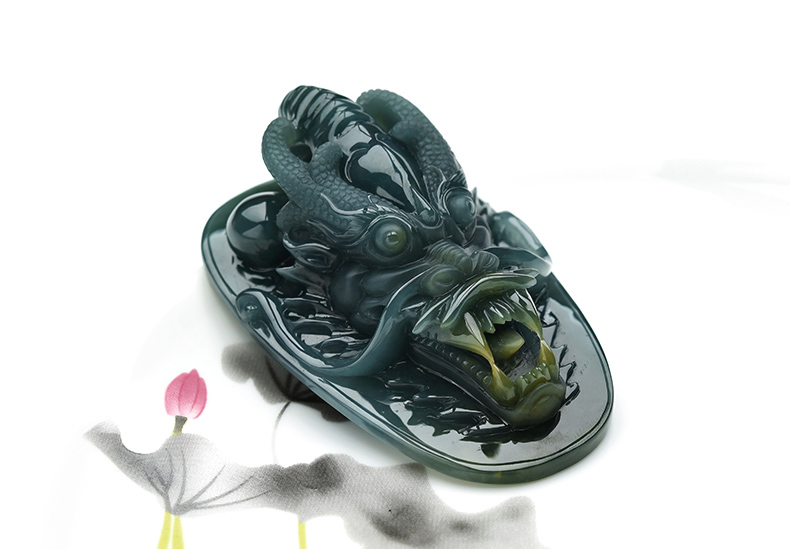 果敢翡翠,蓝水翡翠龙牌玉器