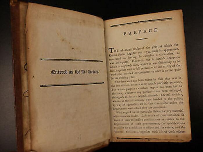 1794年美国注册乔治·华盛顿宪法批准收藏古书籍