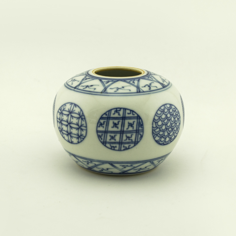 明清天球尊 青花瓷仿古笔洗水盂