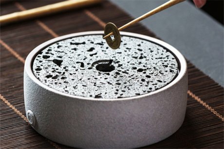 火山石小壶承天然岩石圆形茶托盘，陶瓷茶承储