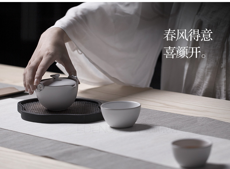 陶瓷功夫茶具一壶二杯，粗陶泡茶器