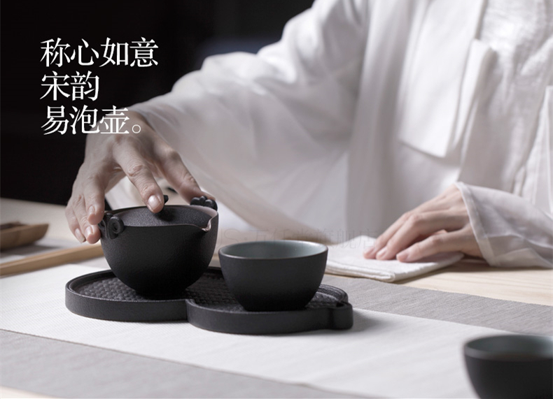 陶瓷功夫茶具一壶二杯，粗陶泡茶器