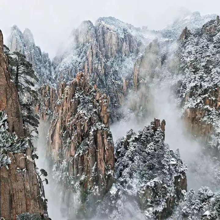 雪后黄山风景宛如人间仙境，舞一曲雪中霓裳羽