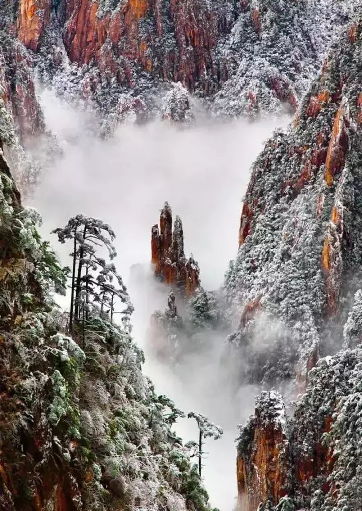 雪后黄山风景宛如人间仙境，舞一曲雪中霓裳羽