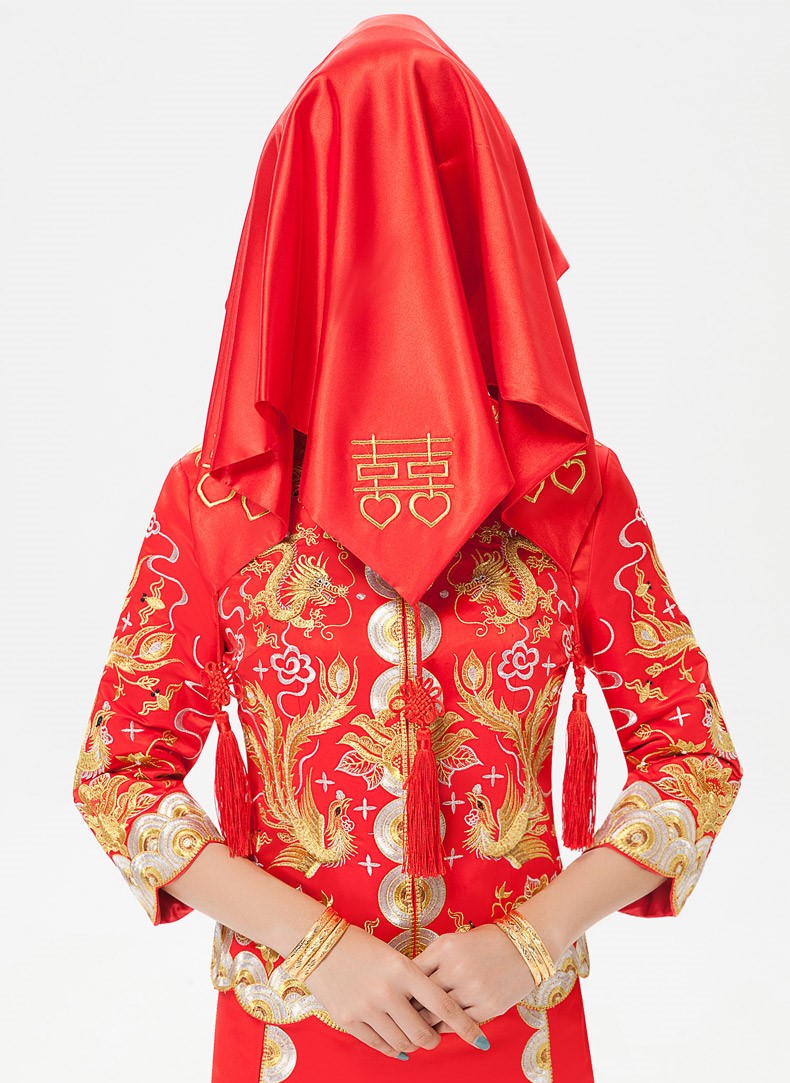 中式喜字流苏红色喜帕新娘结婚盖头