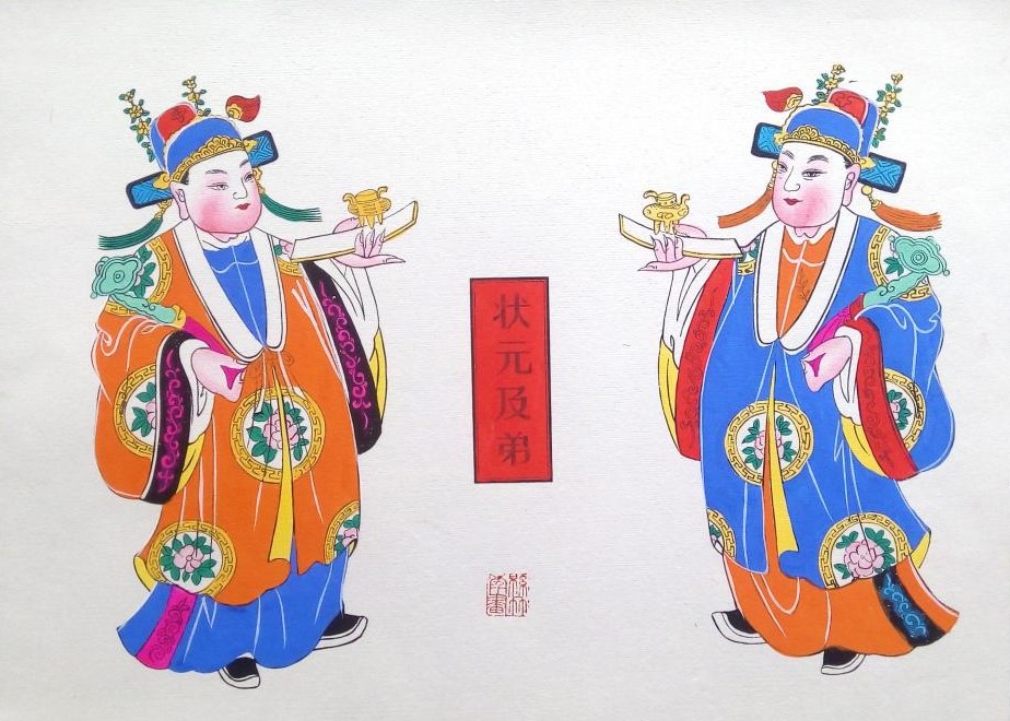 唯美生动门神年画，古风手绘中国年画