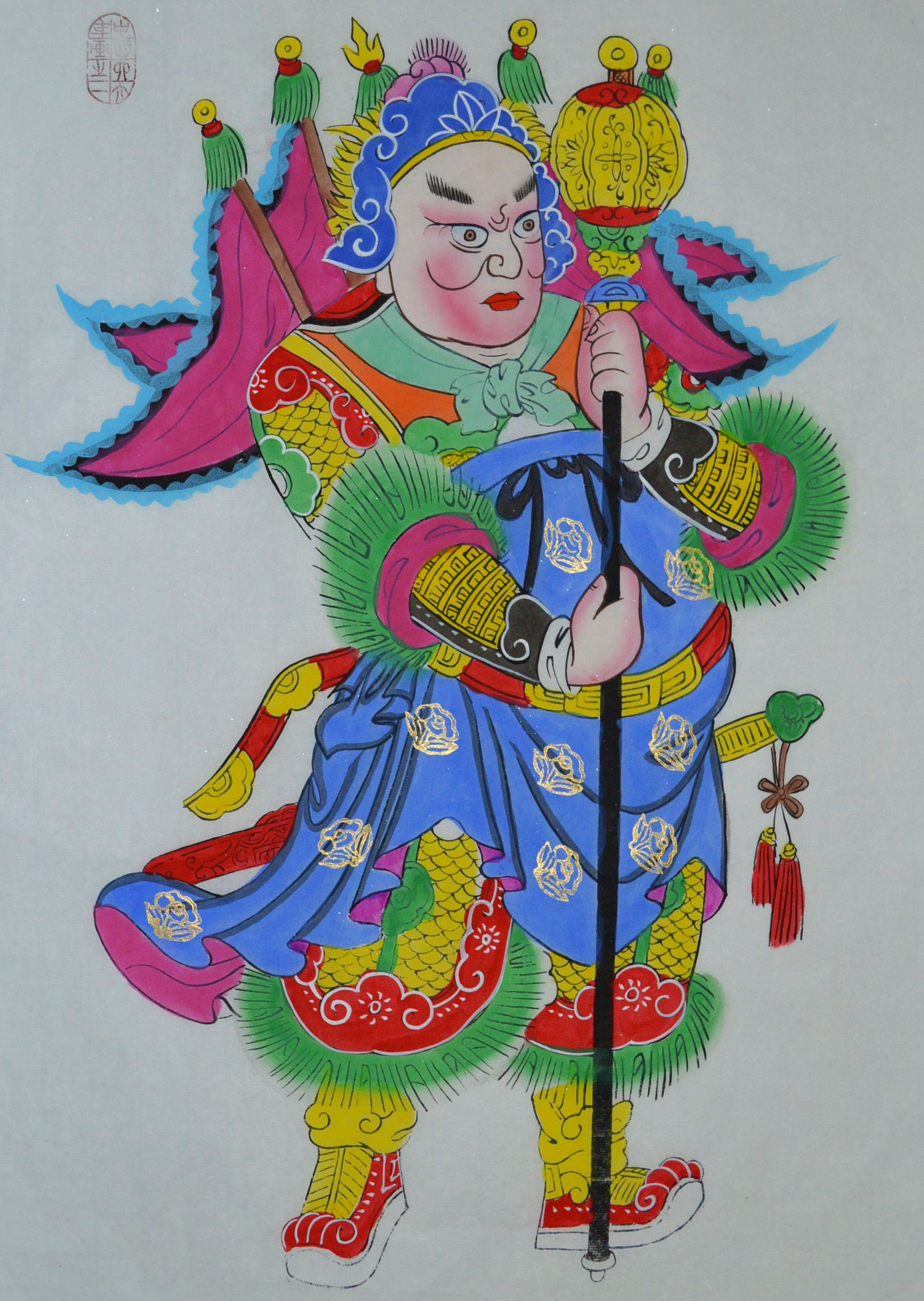 唯美生动门神年画，古风手绘中国年画