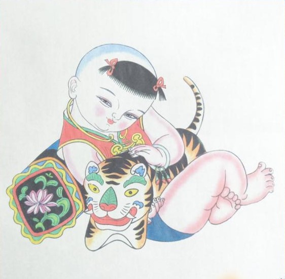 十款民间工艺年画，古风手绘童趣中国年画