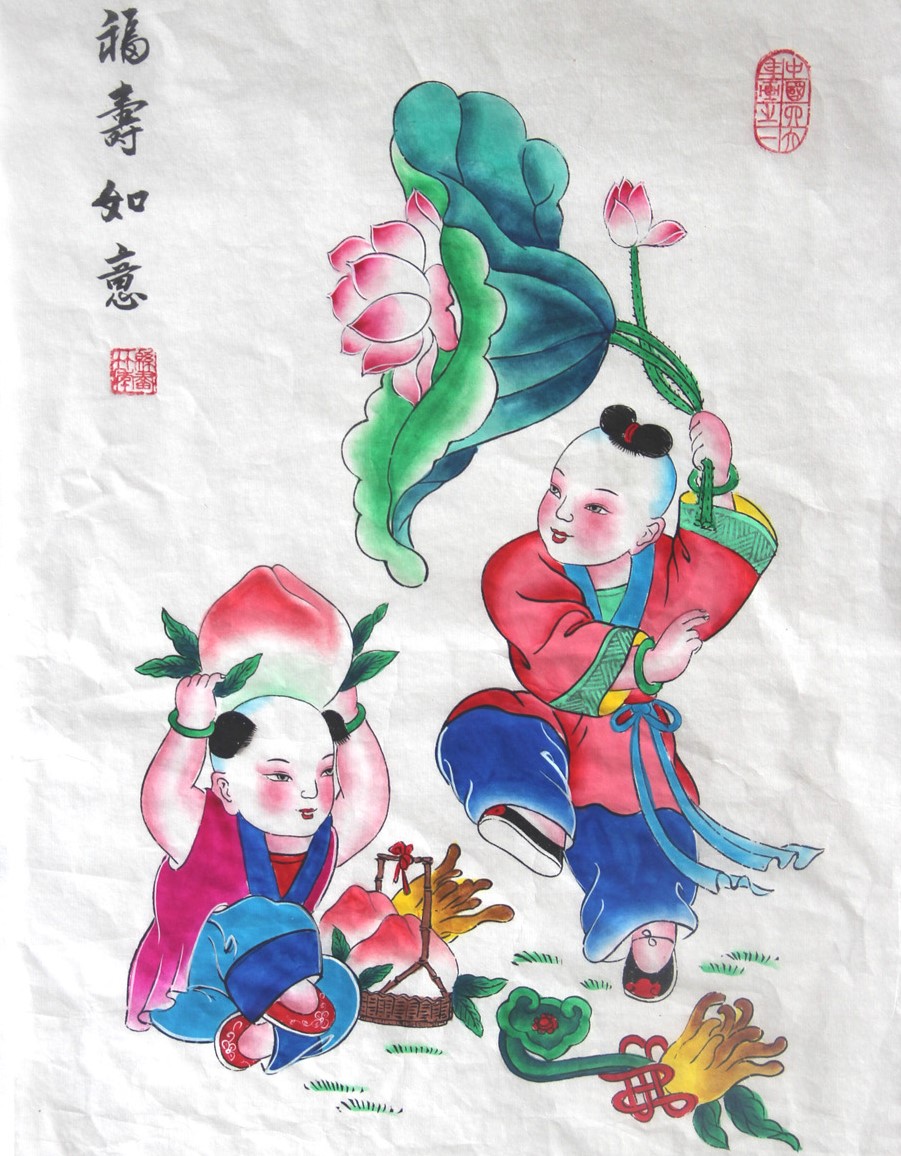 10款唯美生动年画娃娃，古风手绘中国年画