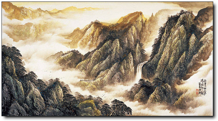 巍峨大气的山水风景水墨国画作品欣赏