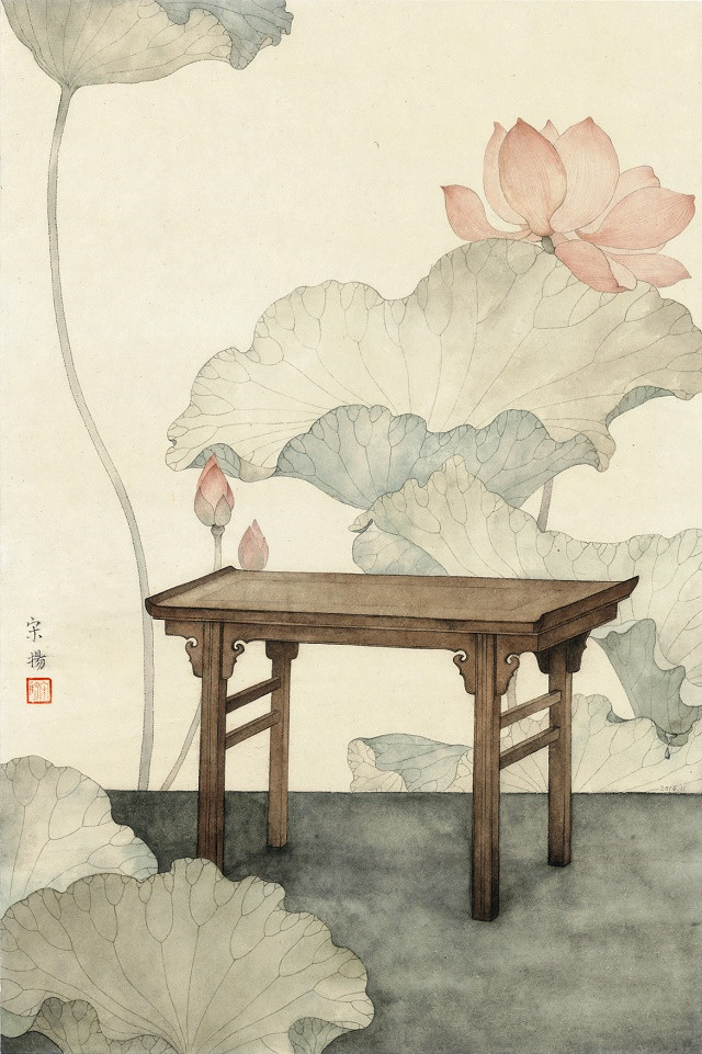 古典清雅宋扬国画植物家具工笔画