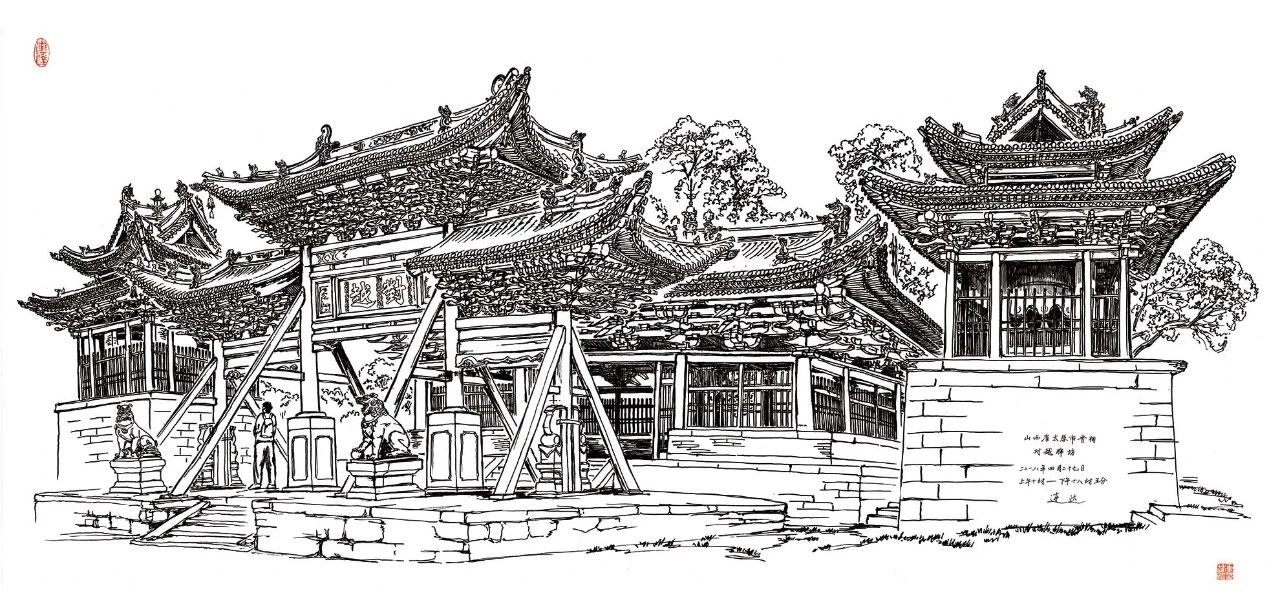 用绘画记录寺庙建筑：爱上了山西的古建筑