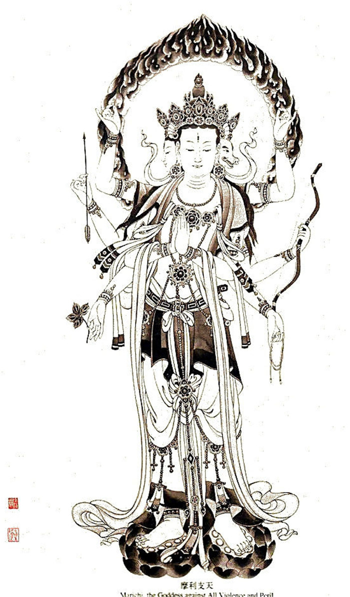 中国传统菩萨大菩萨国画白描欣赏